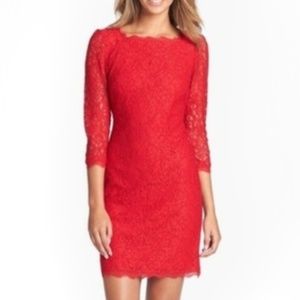 Adrianna Papell Red lace zip up Cocktail Dress